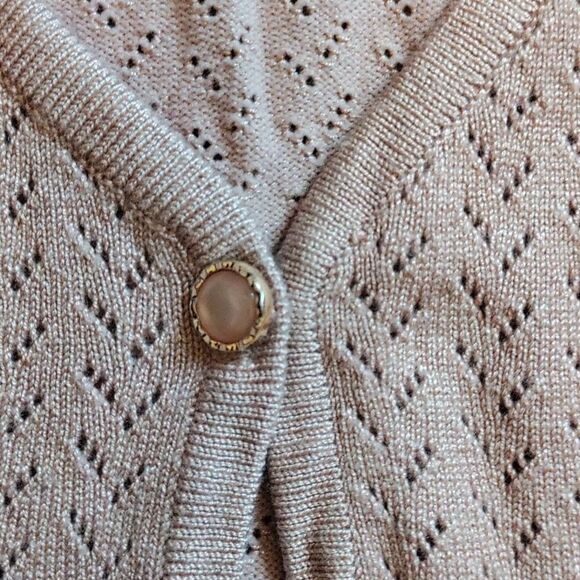 Cable & Gauge Sweater Small Blush Pink New Cardigan Neutral Boho Easter Spring - Picture 4 of 8